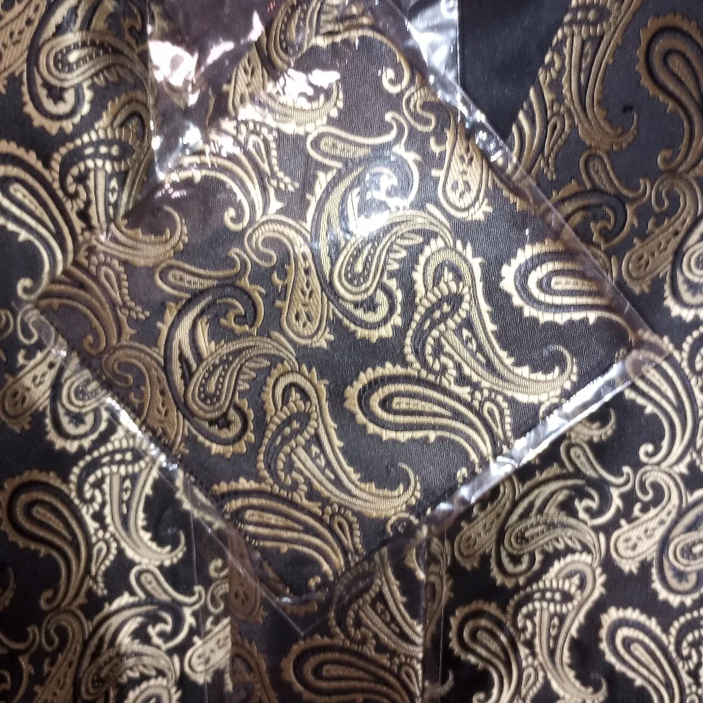 Zeroyaa Classic 3 Pc Black/Gold Vest Set With Tie & Pocket Square Size XXL NWT - Picture 9 of 11